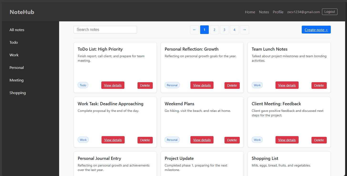 NoteHub Auth app preview