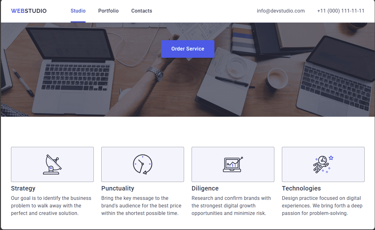 WebStudio landing page preview